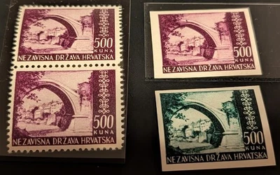 CROACIA 1942, FANTASÍA EDICIÓN PRIVADA DE 500 KUNAS FAMOSO PUENTE MOSTAR, MUY BUEN ESTADO MNH. Foto 1 de 2