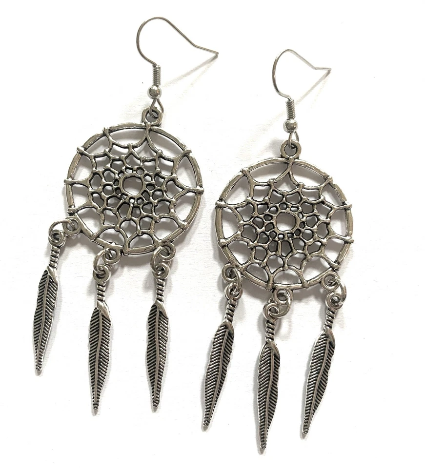 Pendientes colgantes color platino, atrapasueños, paganos, bruja Foto 1 de 1