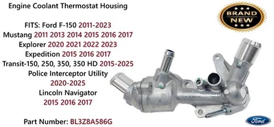 2011-2023 Ford F-150 11-17 Mustang Engine Coolant Thermostat Housing BL3Z8A586G - Image 1 of 4