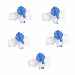 5pcs Tube 1/4" 3/8" To 1/2" BSP Male- Female Tee RO Water Shut Off Ball Valve - Picture 1 of 10