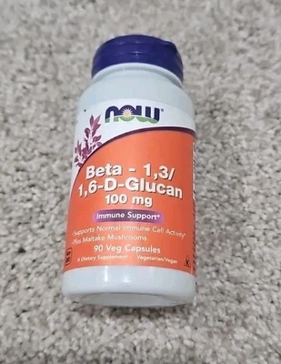 Now Foods Beta-1 3 1 6-D-Glucano 100 mg 90 Cápsulas Vegetarianas GMP Calidad Asegurada, Foto 1 de 2