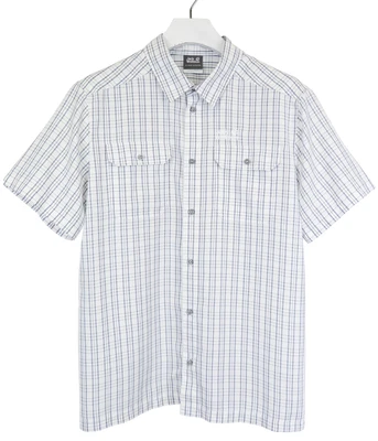Jack Wolfskin Shirt Men L White Checked Short Sleeves Chest Pockets - Image 1 of 4