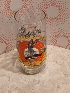 Happy Birthday 50th Anniversary Glass Bugs Bunny 1990 Warner Bro Looney Tune - Picture 1 of 6