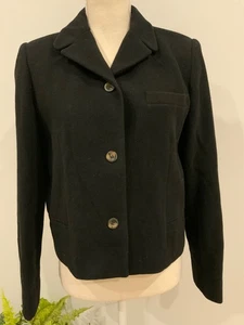 Vintage HARVÉ BENARD Womens Size 10 Black Lined Wool Blend Collared Short Jacket - Picture 1 of 5