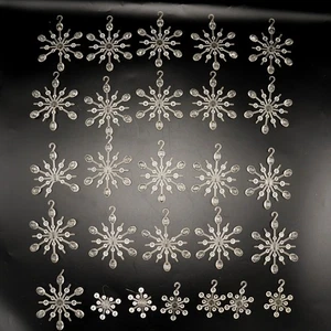 Lot of 27 Vintage Clear Plastic Snowflake Ornaments Hook Atomic Starburst - Picture 1 of 18