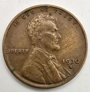 1930 S Lincoln Wheat Cent Woody XF/AU Wood Grain Penny Improper Alloy Mix Error - Picture 1 of 4