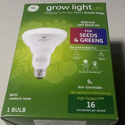 Светодиодная лампа полного спектра GE BR30 для выращивания семян и зелени для помещений со средним основанием - Изображение 1 из 3