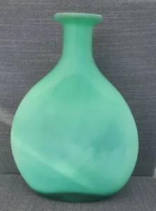 Craftsman Style Frosted Glass Vase- Green - Picture 1 of 7