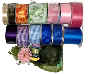 Offray Craft Ribbon Lot 20+ Multiple Colors Wired Unwired Gift Floral Some NOS - Picture 1 of 5