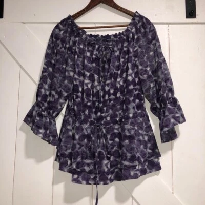 Alice + Olivia Women Small Camilla Print Blouse Top Silk Spandex Scoop Neck Boho - Image 1 of 4