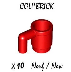 Lego 3899 - 10x Chope Tasse Verre / Minifig utensil Cup Mug - Rouge / Red - NEW - Imagen 1 de 1