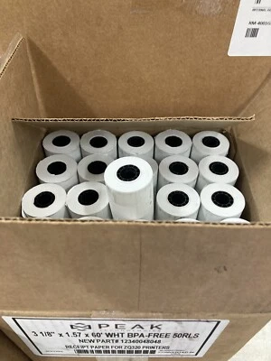 50 rollos de papel térmico compatible con impresoras móviles ZQ320 3 1/8” X 1,57 X 60’ Foto 1 de 4