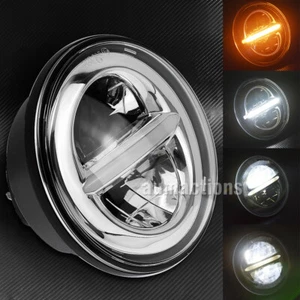 5-3/4" Chrome LED Headlight Head Lamp Fit For Harley Sportster XL Dyna Softail - Picture 1 of 9