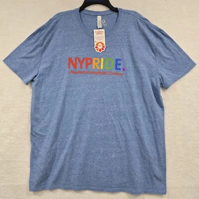 NY Pride T-shirt 2XL LGBTQ Healthcare Equality Leader Blue Short Sleeve Queens - Image 1 of 4