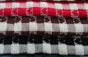 Egyptian 100% Cotton Heart Check Design Luxury Terry Tea Towels / Kitchen Cloths - Picture 1 of 4
