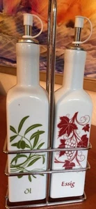 Essig & Öl, Porzellan Ausgießer, 25 cm hoch mit Behälter! Selten! - Bild 1 von 3