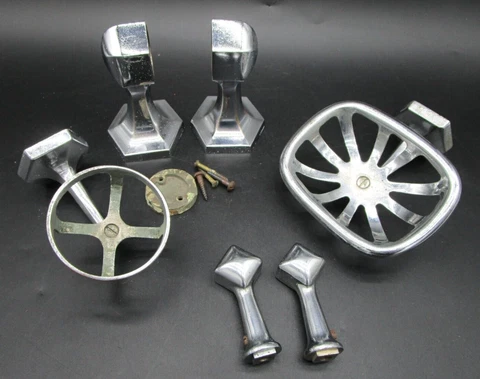 Antique Salvage Chrome Brass Wall Mount Bath Soap Dish Holder Tumbler Towel LOT Cover