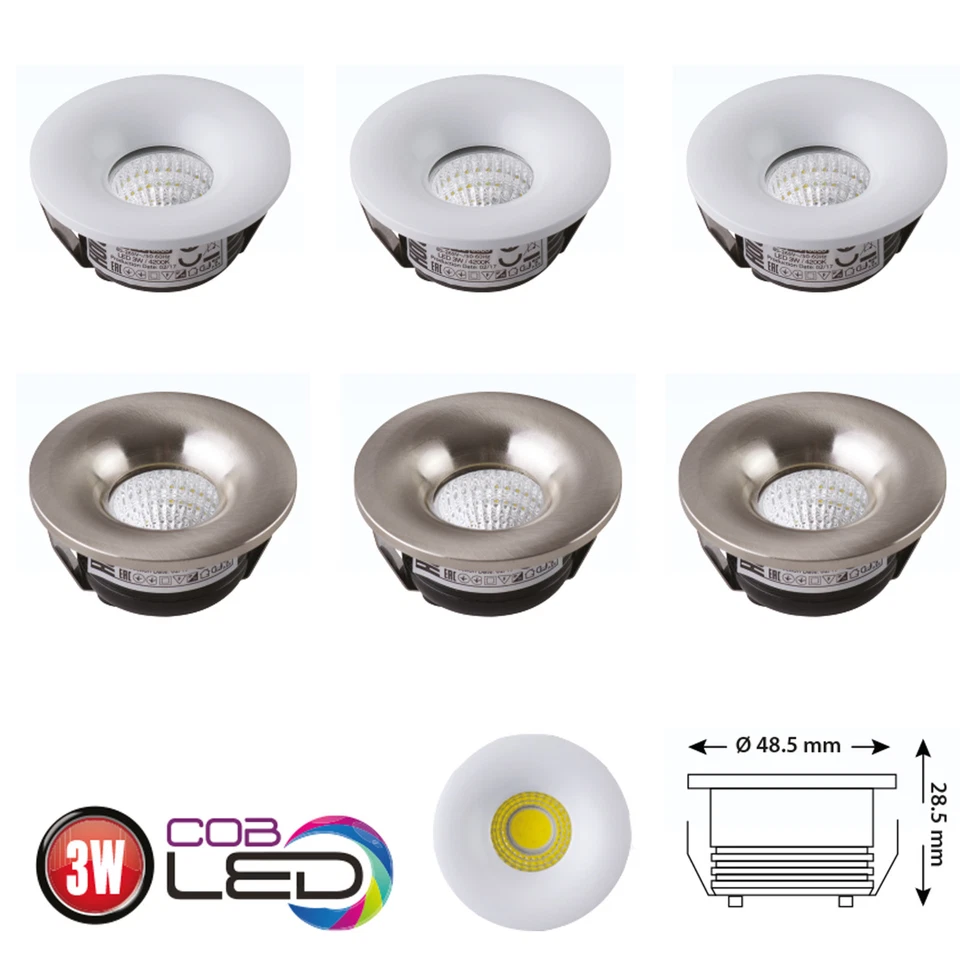 5er 10er Set 3W LED Einbaustrahler Mini Spot Lampe COB Einbauleuchte Einbau - Bild 1 von 1