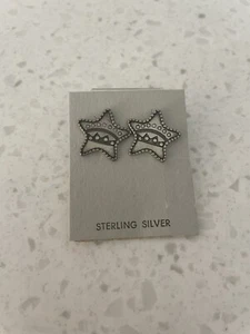 Neu Sterling Silber Deko Stern Ohrringe - Bild 1 von 3