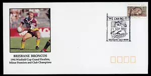 AUSTRALIA 1992 FIRST DAY COVER, BRISBANE BRONCOS WINFIELD CUP FINALISTS !! N68 - Picture 1 of 2
