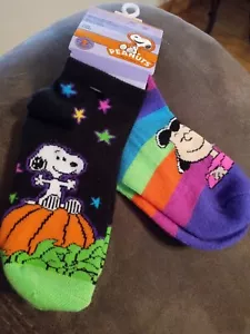 Peanuts Snoopy & Lucy Set of 2 Pair Girls Socks Size 7 1/2 - 3 1/2 New w/tags - Picture 1 of 10