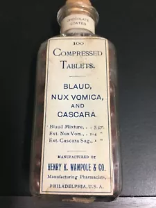 Tabletas comprimidas Henry K. Wampole & Co., botella vintage con corcho - Imagen 1 de 3