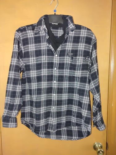 Autentica camicia di flanella BALENCIAGA uomo maniche lunghe tasche button up taglia M us