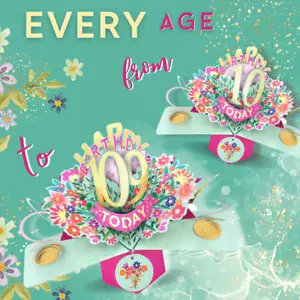 Happy 'Any Age' Birthday '10 To 109' Today Pop-Up Greeting Card Pop Up Cards Her - Picture 1 of 102