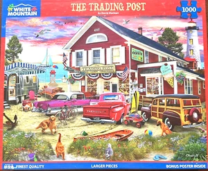 The Trading Post COMP HTF 1000 PC Puzzle Station Wagon Oldsmobile Red Wagon Dog - Picture 1 of 7