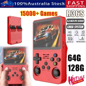 R36S Red Handheld Game Console Emulator Red Retro 64/128GB 15K+ Games 3.5" IPSDX - Picture 1 of 15