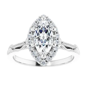 1 ct Marquise Cut D-VVS1 Moissanite Wedding Engagement Ring S925 Sterling Silver - Picture 1 of 12