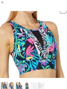 NWT Lilly Pulitzer Luxletic Somerset Sports Bra Onyx Paradise Glow Engineered LG - Picture 1 of 9