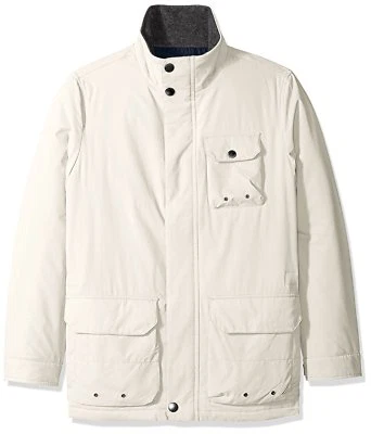 $198 Nueva Chaqueta Parka Para Hombres Nautica Cremallera Completa Cuello Soporte Plateada Multi Bolsillo L Foto 1 de 2