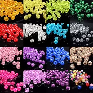 Pack of 100 Round Crackle Loose Beads 8mm 10mm Assorted Colours UK Seller - Picture 1 of 17