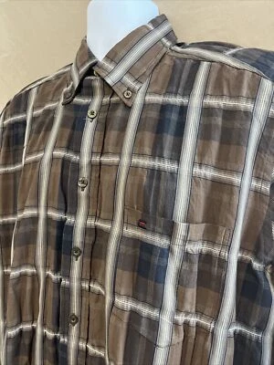 Casa Moda Mens Long Sleeve Button Down Dress Shirt Size Large Brown Striped - Image 1 of 4