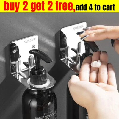 Wall Mounted Shower Gel Bottle Holder Stainless Steel Soap Organizer Hook NEW