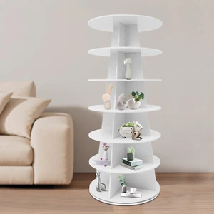 7-tier Rotating Shoe Rack, 360° Revolving Shoe Organizer White Floorstanding New - Picture 1 of 11