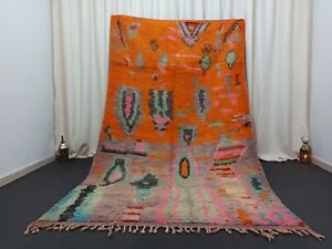 Tribal Berber Boujad Moroccan Rug Wool Vintage Nomad Handmade Carpet 5'3" x 8'9"
