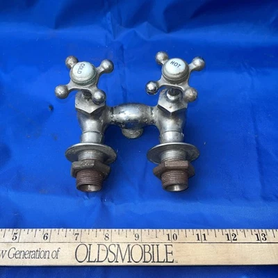 Antique Bath Tub Faucet with Porcelain  Hot & Cold Button On Knobs - Image 1 of 3