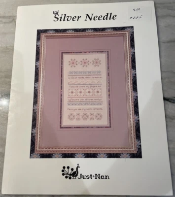 Just Nan Silver Needle Cross Stitch Chart Pattern Leaflet Pink Floral Vintage - Image 1 of 4