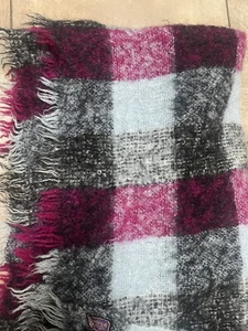 Donegal Designs Mohair Wool Throw Blanket 60” x 64” Purple Gray Black Hand Woven - Picture 1 of 3