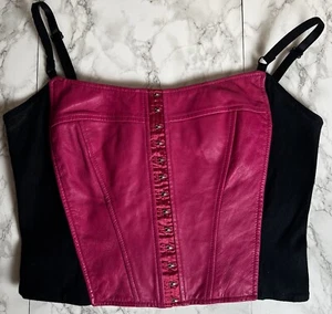Wilsons Damen Leder Bustier Korsett Crop Top Rosa Größe Large Stretch Motorrad - Bild 1 von 10