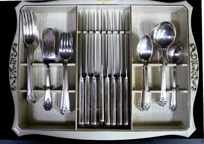 ROGERS BROS 1847 SILVERPLATED SILVERWARE, Her Magestry 1931, 42 pieces total, VG - Image 1 of 4