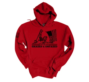 Trenz Shirt Company Mens 2024 Trump Assassination Grazed and Unfazed Hooded - Picture 1 of 3