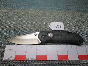 #453 Black Kershaw 3812 Thistle Flipper Button Lock Knife