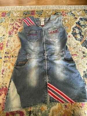 Vintage Faded Glory Glory Girls Denim Star Stripes Dress Sz Girls 14/16 Y2k 90s - Image 1 of 4