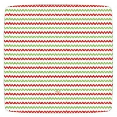 16 Pratos de Natal Caspari, Rickrack, Sobremesa Salada Verde Vermelha Quadrada 7" Chevron - Imagem 1 de 2