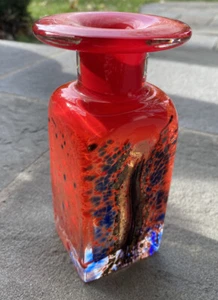 Czech Glass, Atelier Beranek, Czech Blown Glass- Red, Blue Vase Art Sculpture - Picture 1 of 11