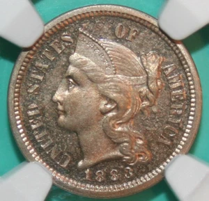 1883 Proof Three Cent Nickel - NGC PR 62 - 3CN - Picture 1 of 4