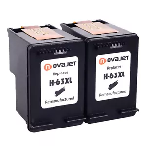 2 cartucce inchiostro nero 63XL #63 xl per HP Deskjet 1110 3632 3633 3635 3636 3637 - Foto 1 di 5